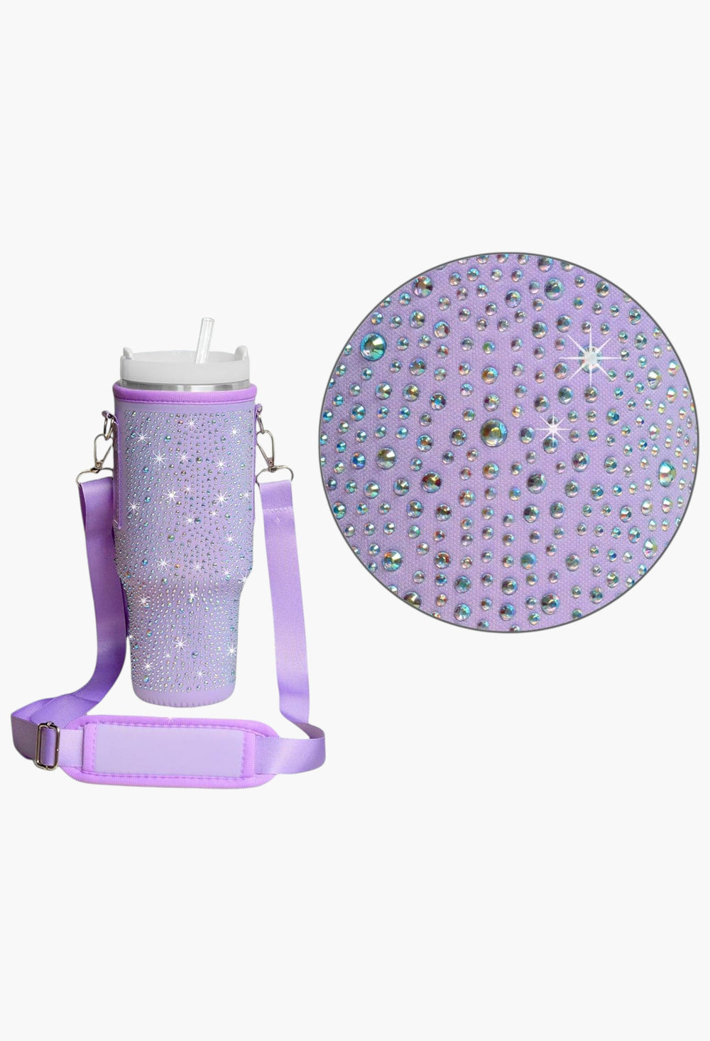 Cup Holder with Strap & Letter Charm - 40 oz - GLAM MODA