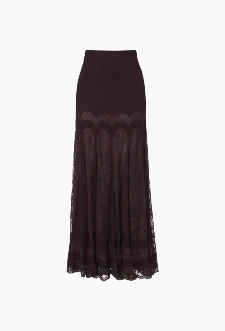 Valiant lace and silk maxi skirt
