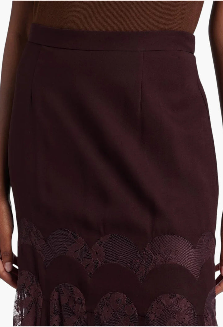 Valiant lace and silk maxi skirt