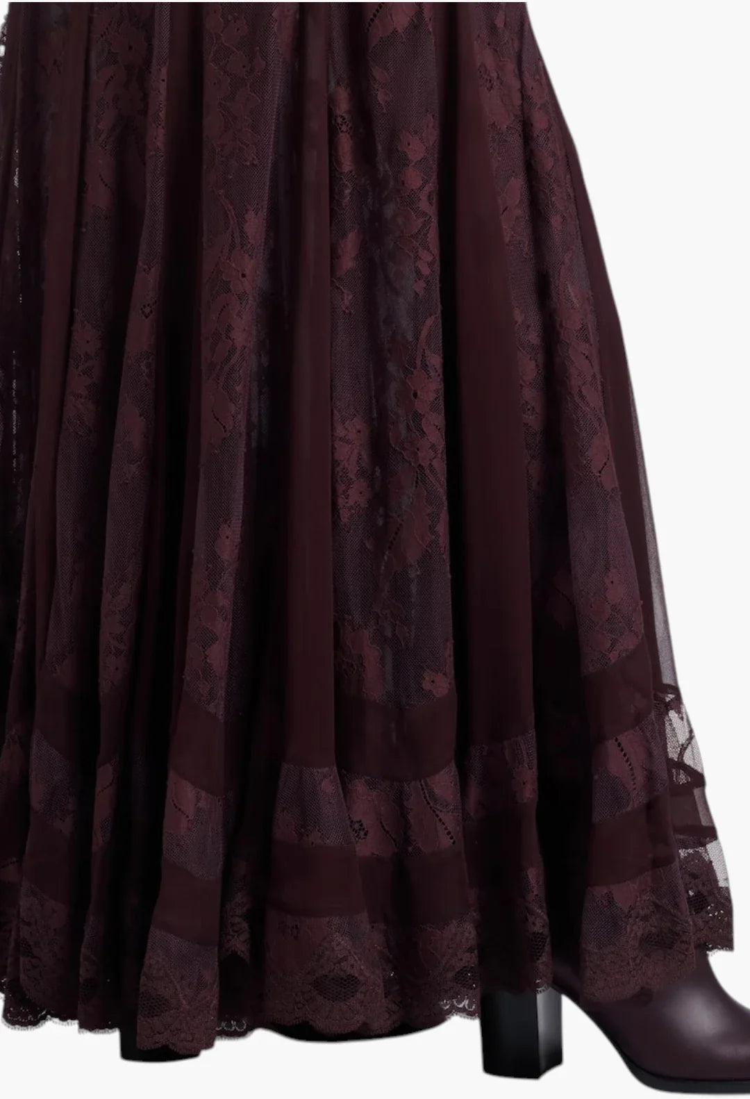 Valiant lace and silk maxi skirt