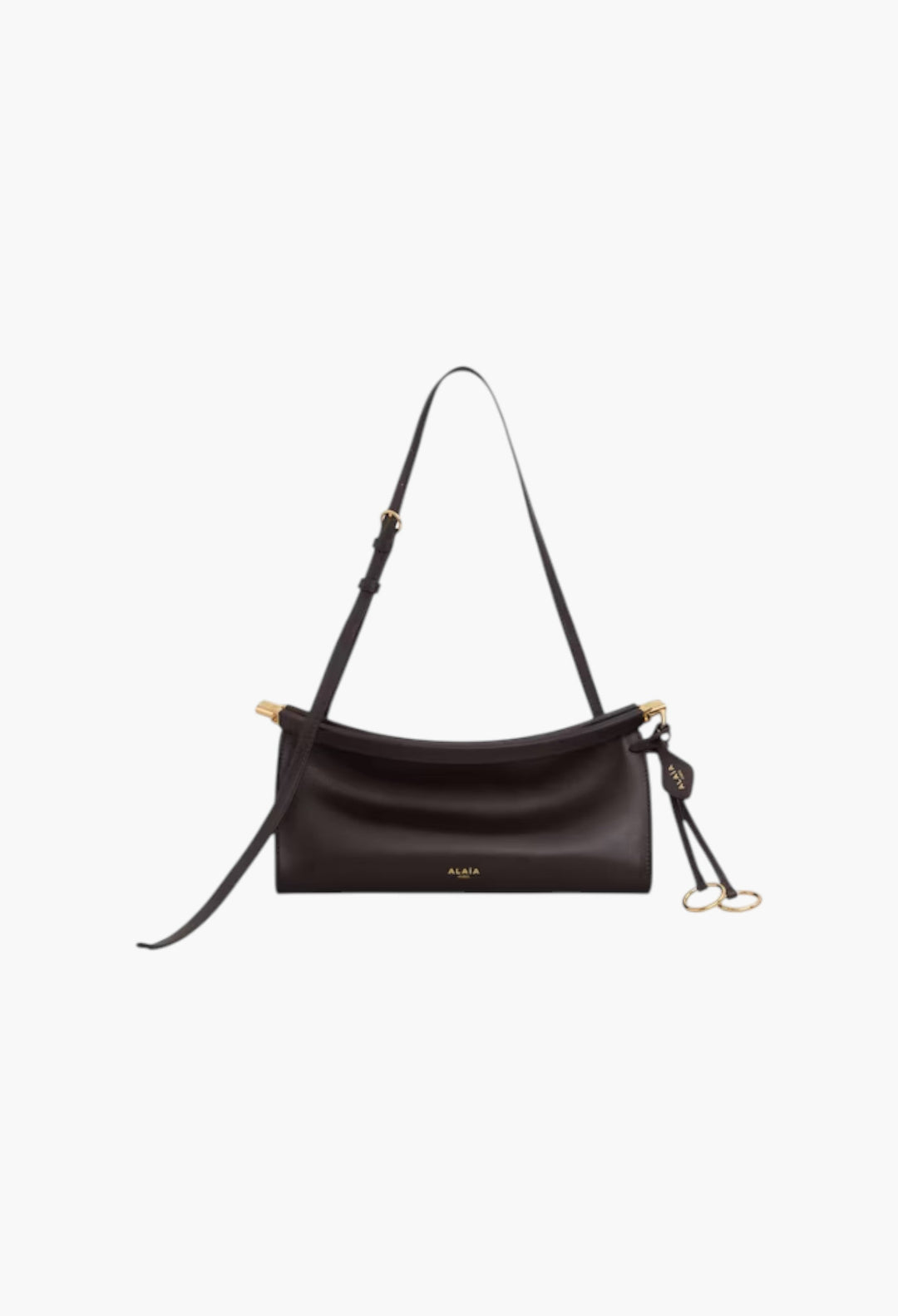 Dark Brown - Le Click East West Small Bag In Leather - GLAM MODA