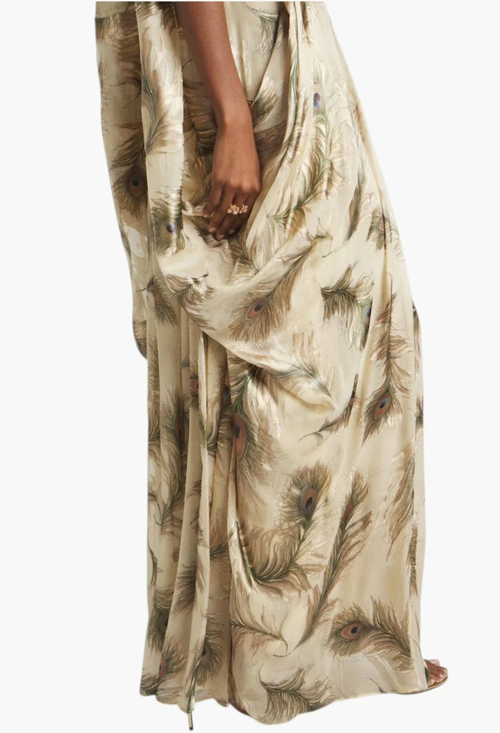 Ascent Burnout printed silk halterneck gown