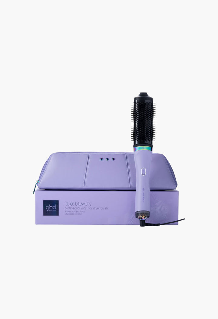Duet Blowdry Limited Edition Hair Dryer Brush in Galactic Lilac with Matching Heat-Resistant Bag & Mat - GLAM MODA