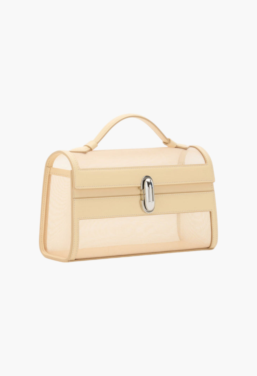 Ecru Mesh with Leather Trim - Symmetry Pochette - GLAM MODA