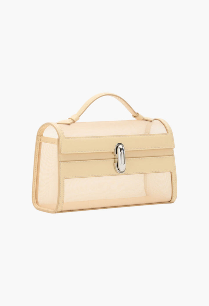Ecru Mesh with Leather Trim - Symmetry Pochette - GLAM MODA