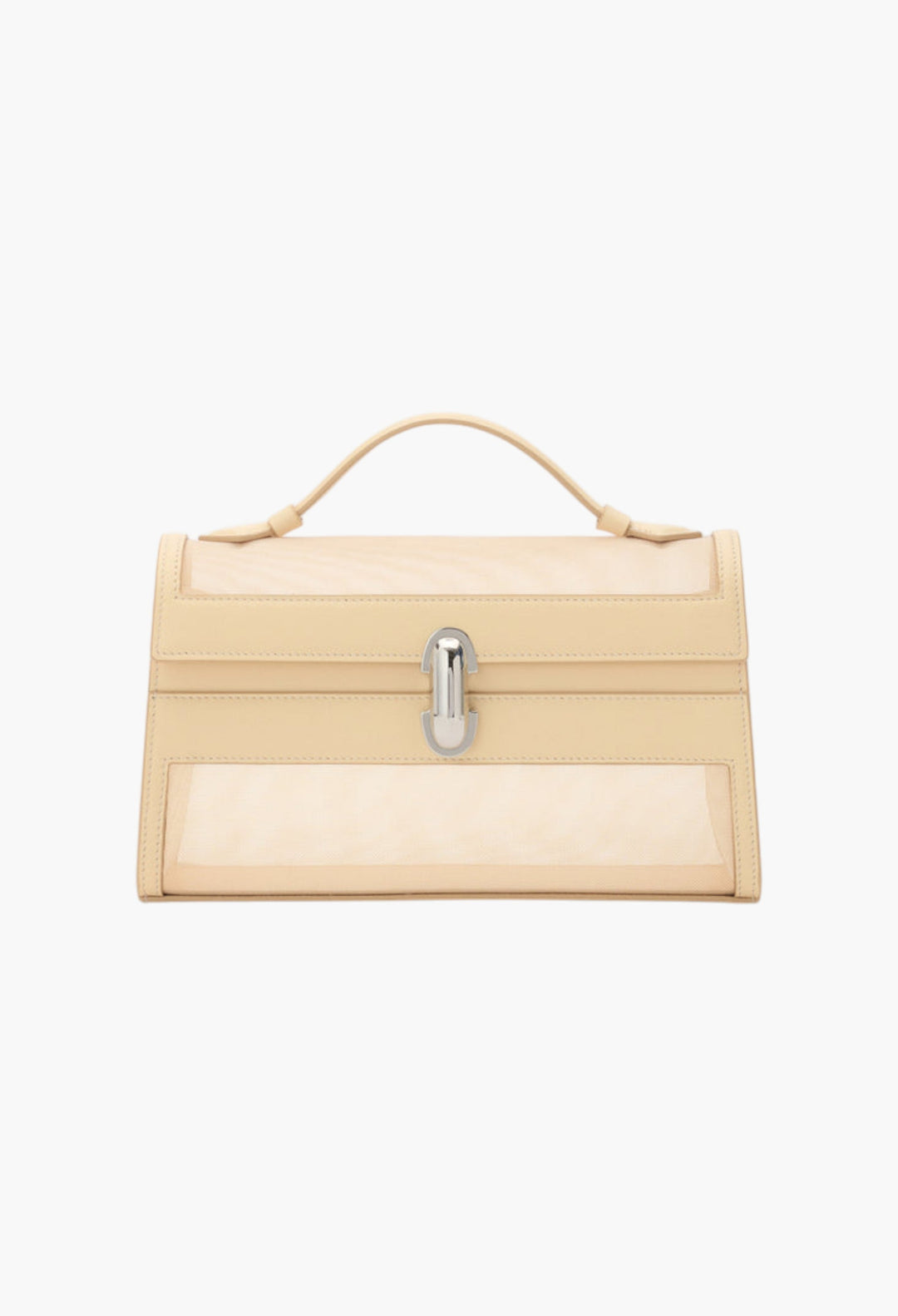Ecru Mesh with Leather Trim - Symmetry Pochette - GLAM MODA