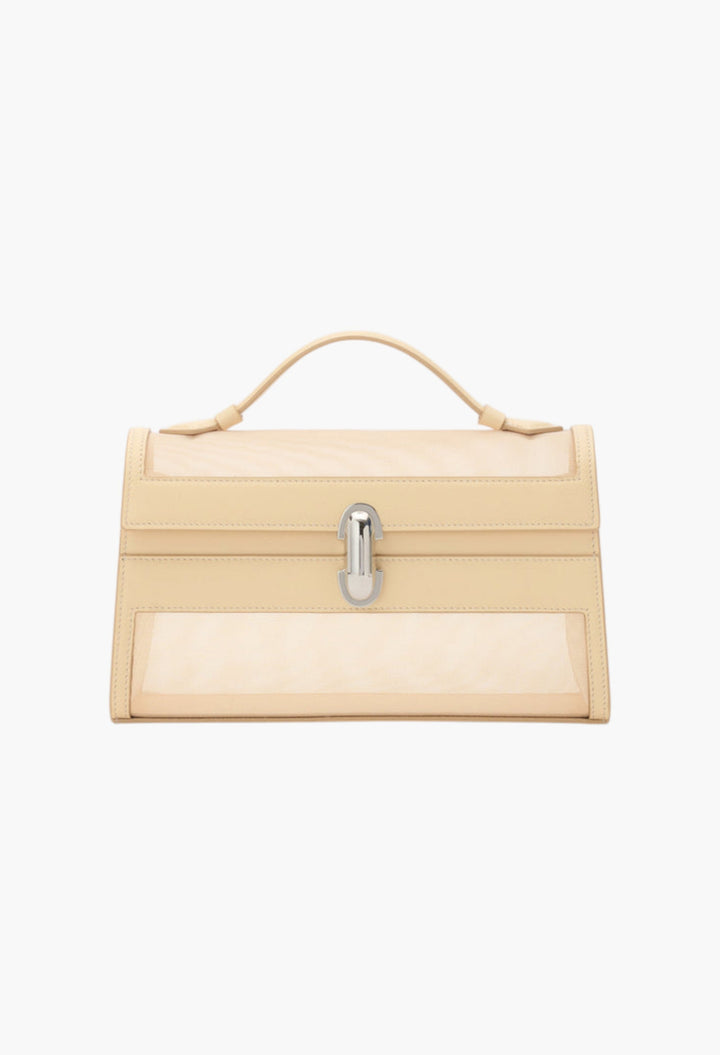 Ecru Mesh with Leather Trim - Symmetry Pochette - GLAM MODA