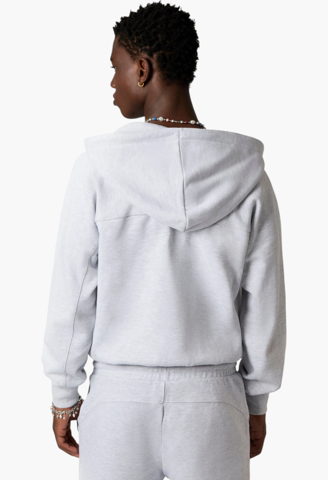 Essentials Zip-Up Hoodie Grey Melange - GLAM MODA