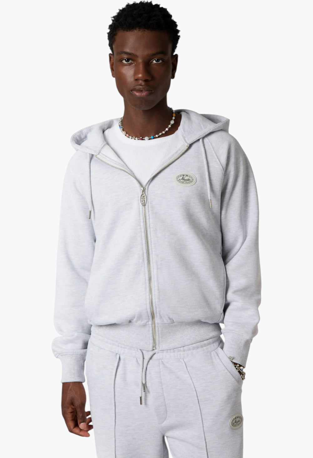 Essentials Zip-Up Hoodie Grey Melange - GLAM MODA