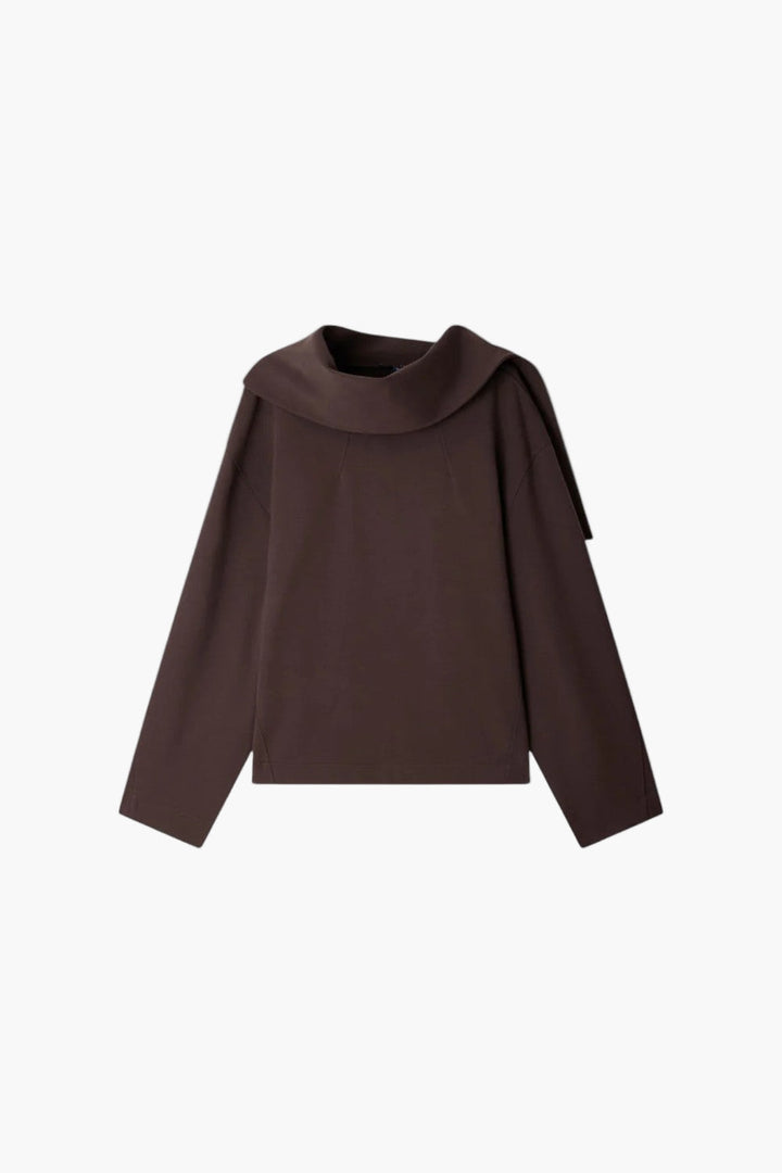 Freja Sweatshirt  - Cotton Sweatshirt With Scarf - GLAM MODA
