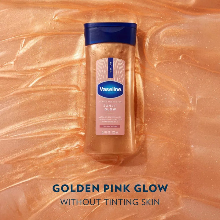Vaseline Glazed & Glisten Vanilla Cocoa Shimmering Gel Body Oil - Sunlit Glow - 6.8 fl oz - GLAM MODA