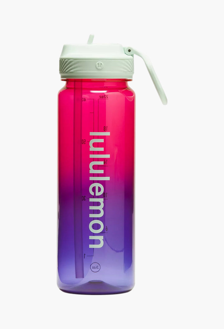 Geranium Pink/Galactic Cobalt/Ocean Air - Back to Life Clear Bottle 24oz Straw Lid - GLAM MODA