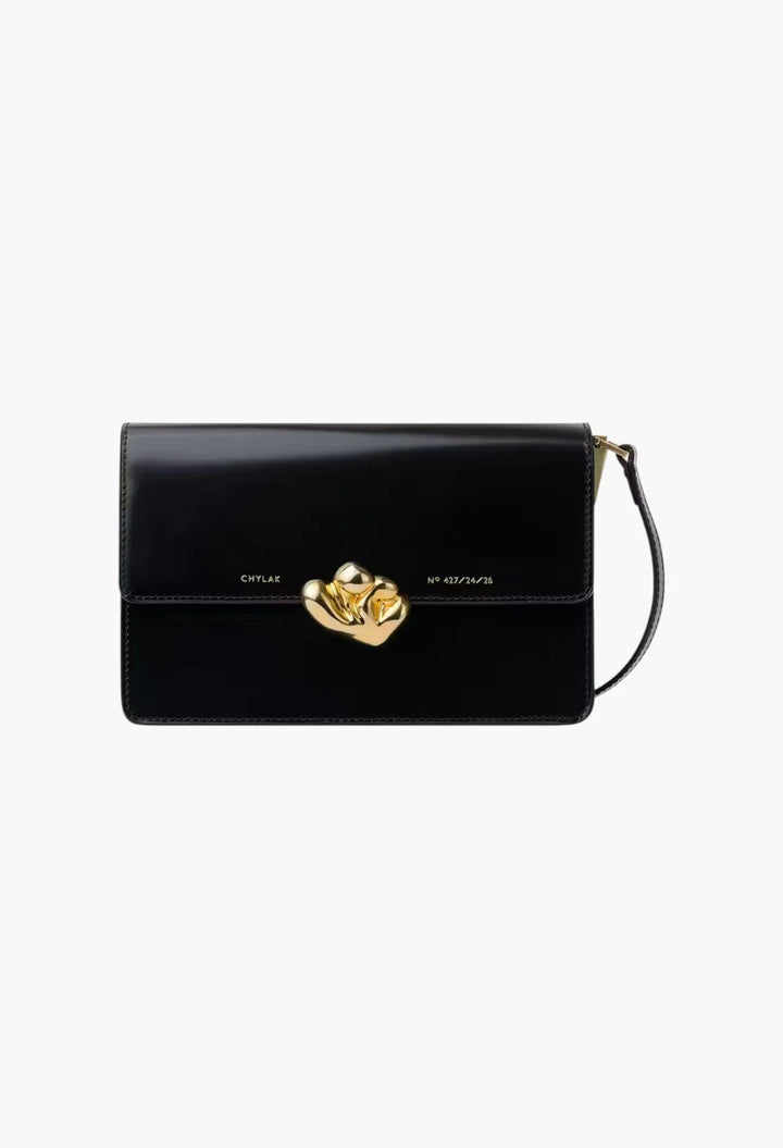Medium Shoulder Bag with Kogut Seal black eel