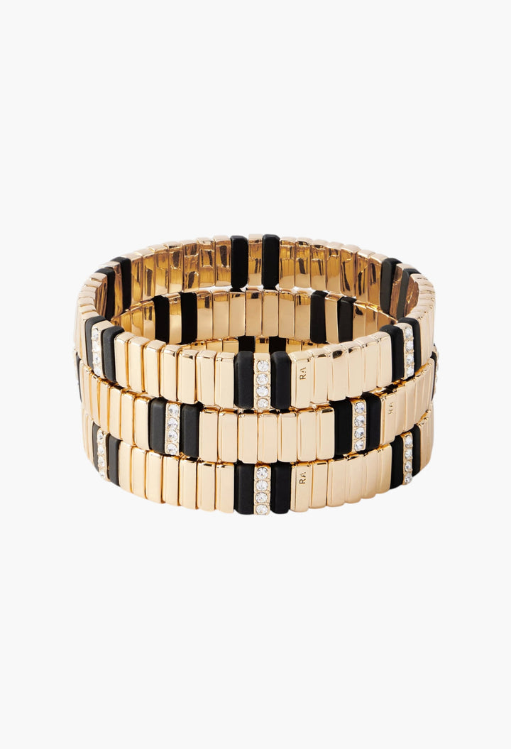 The Touch Of Midnight Set Of Three Gold-Tone Cubic Zirconia Bracelets - GLAM MODA
