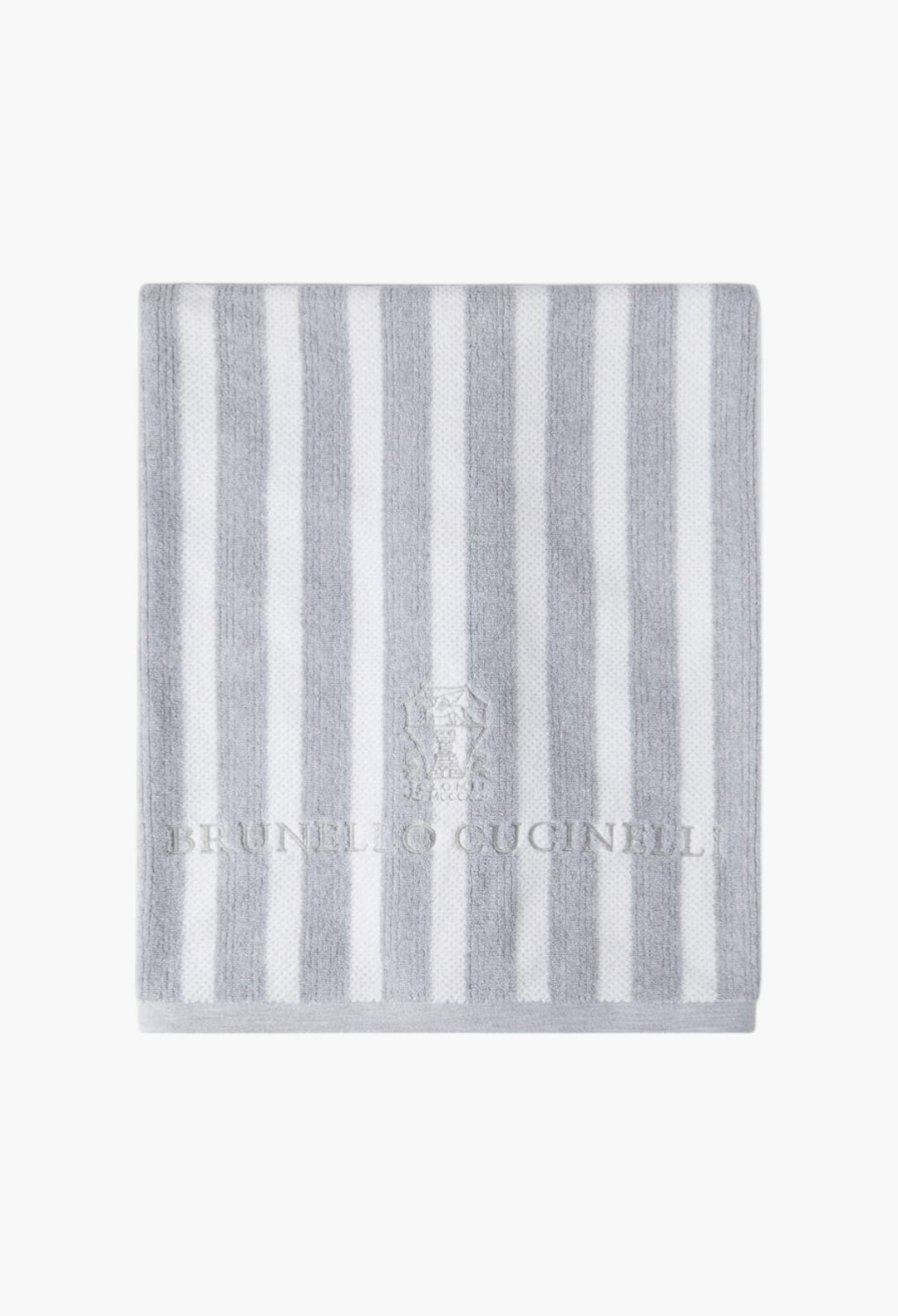 Striped Cotton Terrycloth Beach Towel With Embroidery - GLAM MODA