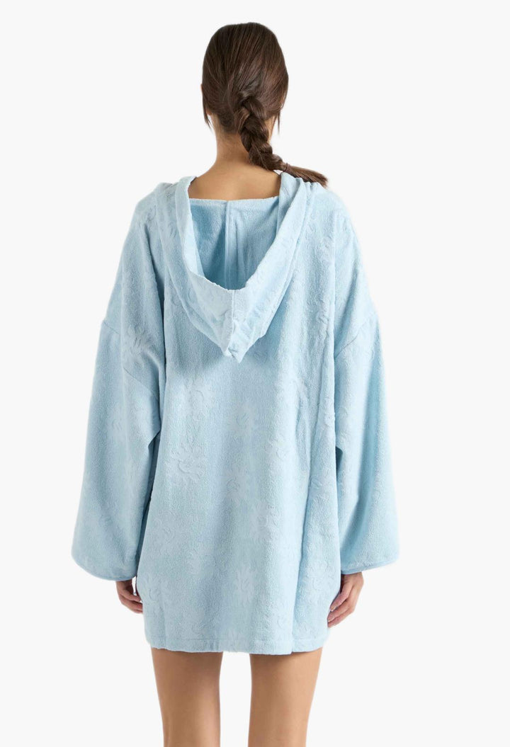 Sunny Towelling Hooded Poncho Ice Blue