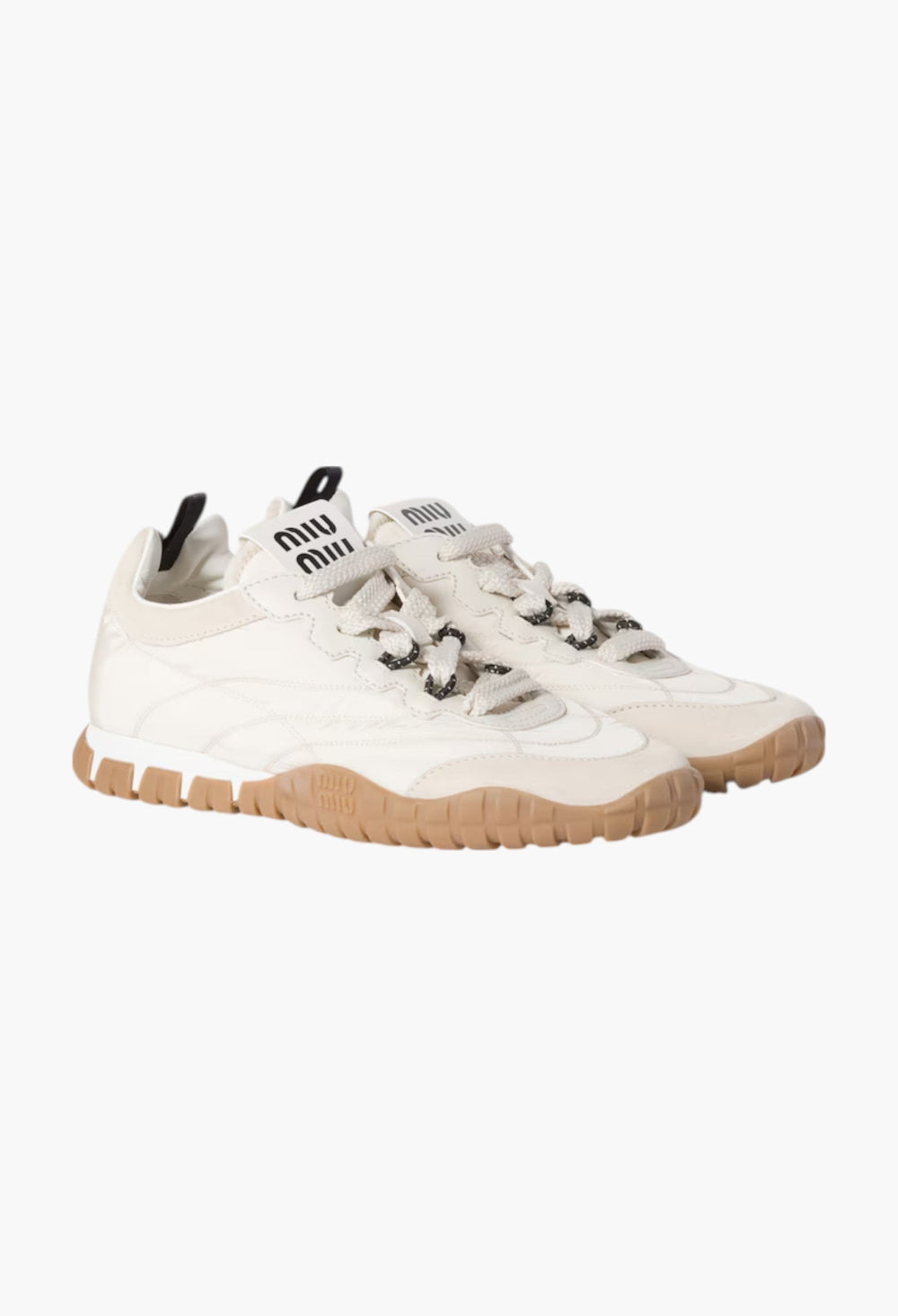 Ivory - Tyre technical fabric and suede sneakers - GLAM MODA