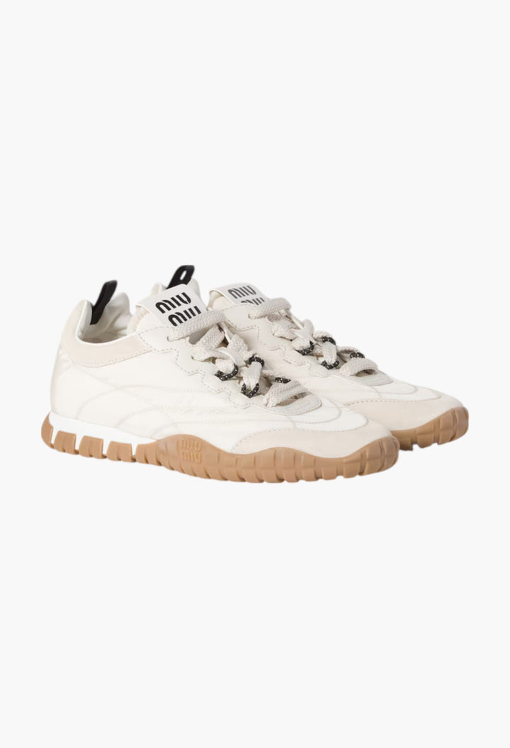 Ivory - Tyre technical fabric and suede sneakers - GLAM MODA