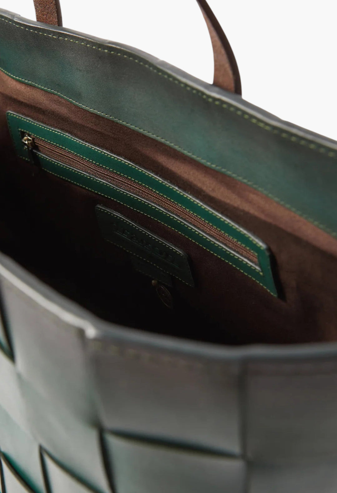 Japan Tote Forest Green W/ Flat Dark Brown Handles - GLAM MODA