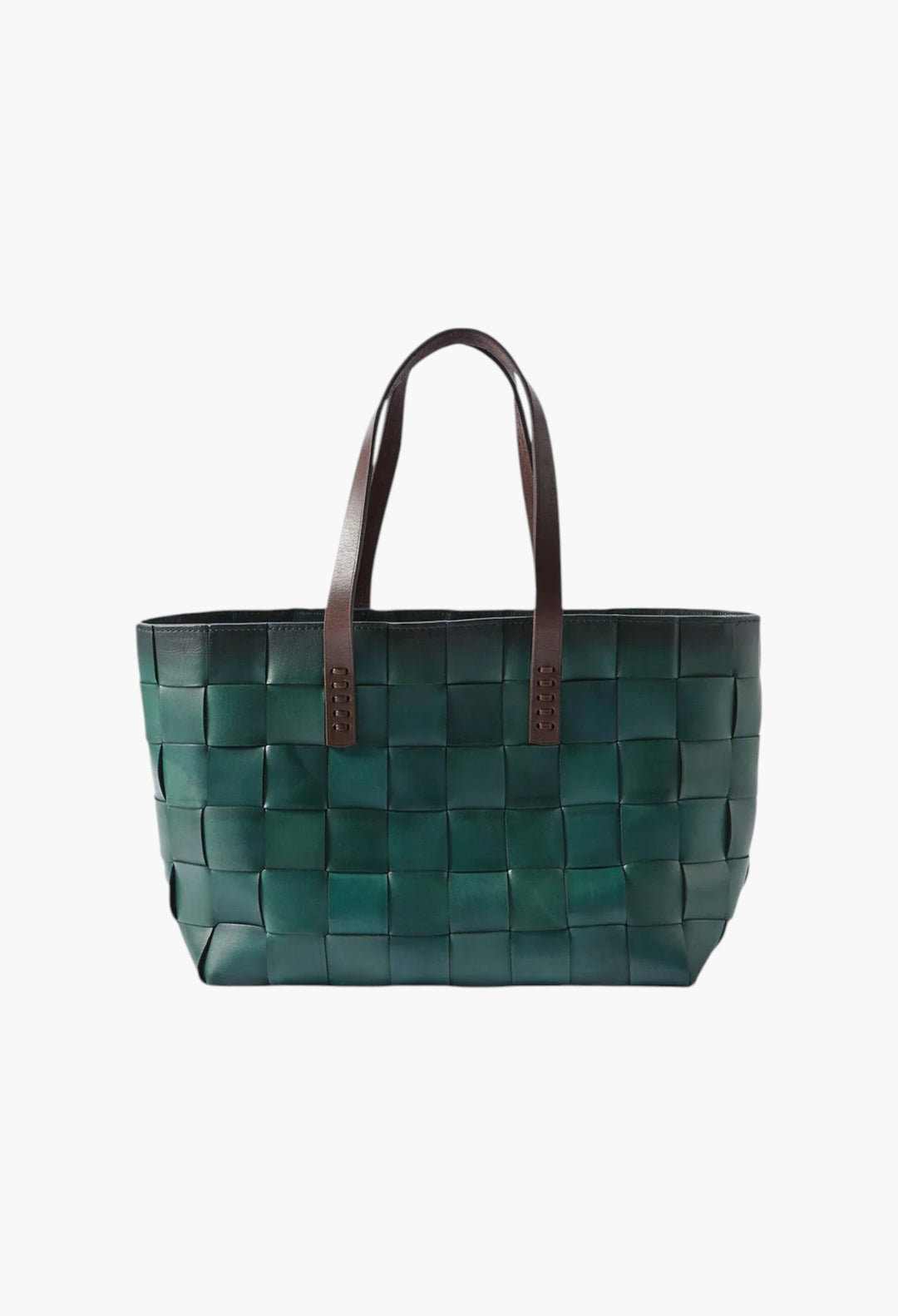 Japan Tote Forest Green W/ Flat Dark Brown Handles - GLAM MODA