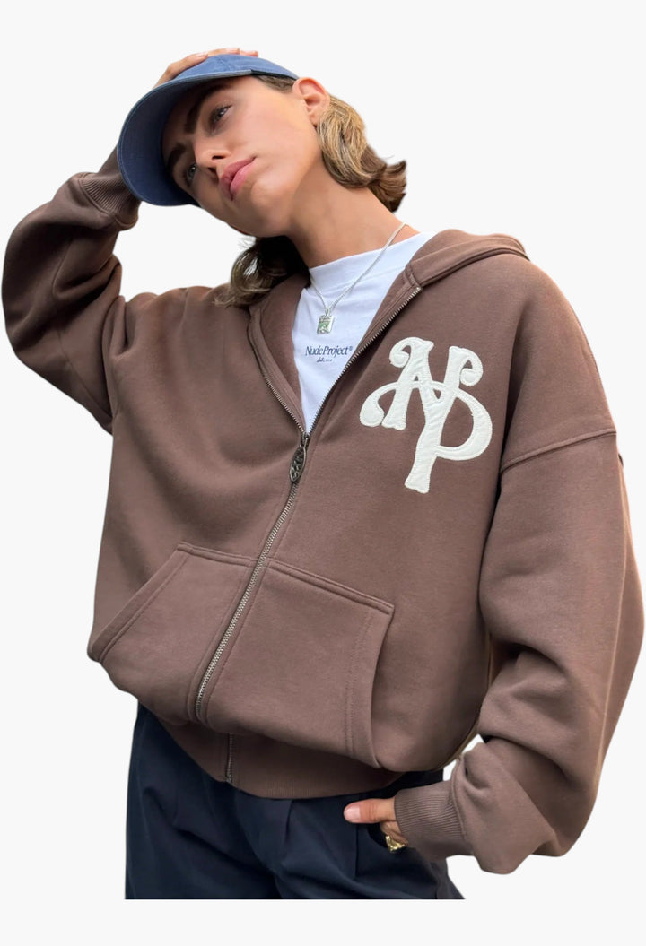 Kill Bill Zip-Up Hoodie Brown - GLAM MODA