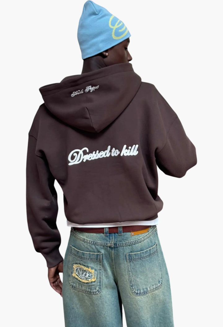 Kill Bill Zip-Up Hoodie Brown - GLAM MODA