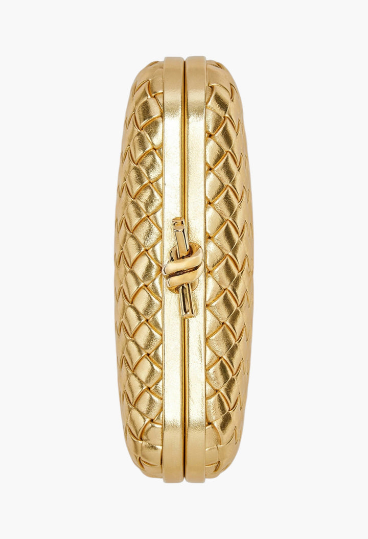 Knot Minaudière Clutch in Intreccio Mirror Leather - GLAM MODA