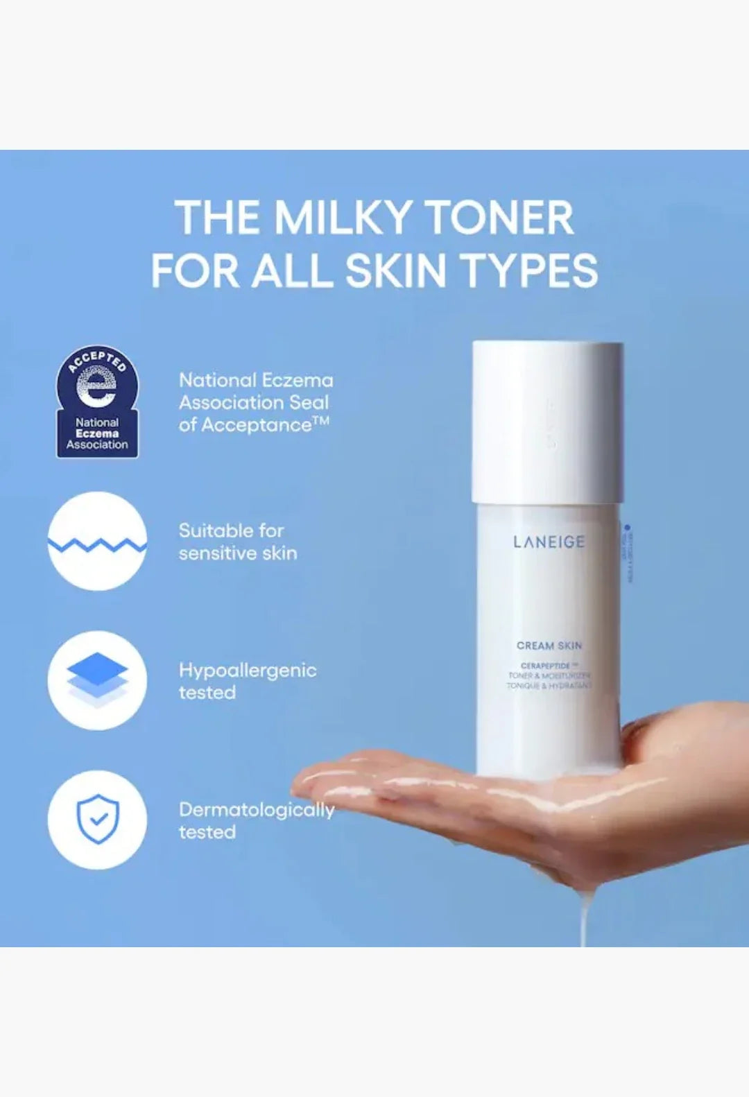 Mini Cream Skin Milky Toner Mist with Ceramides & Peptides for Nourishing Hydration