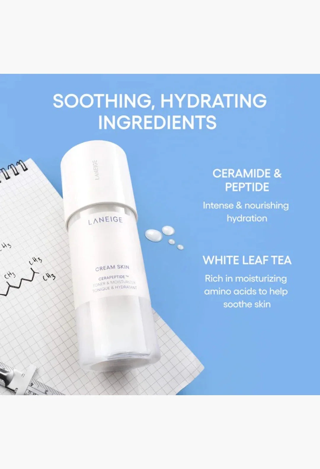 Mini Cream Skin Milky Toner Mist with Ceramides & Peptides for Nourishing Hydration