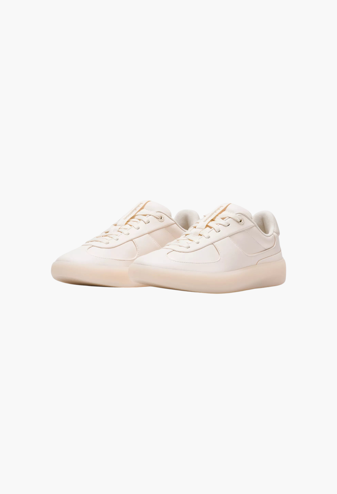 GLAM MODA Women's Cityverse sneaker in off-white leather-alternative with a thick rubber outsole and lace-up design.