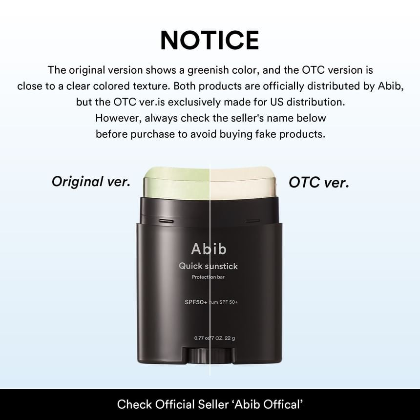 Abib - Quick Sunstick Protection Bar - GLAM MODA