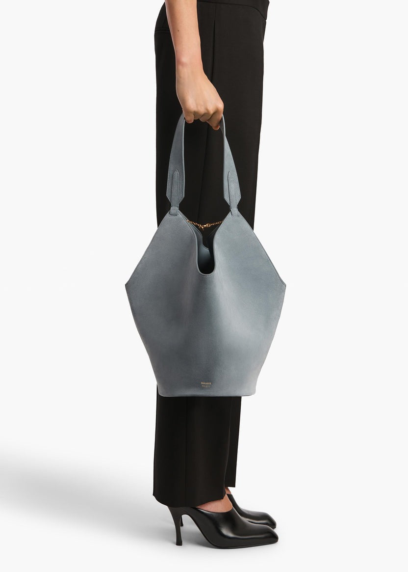 Lead Suede - Small Lotus Tote - GLAM MODA