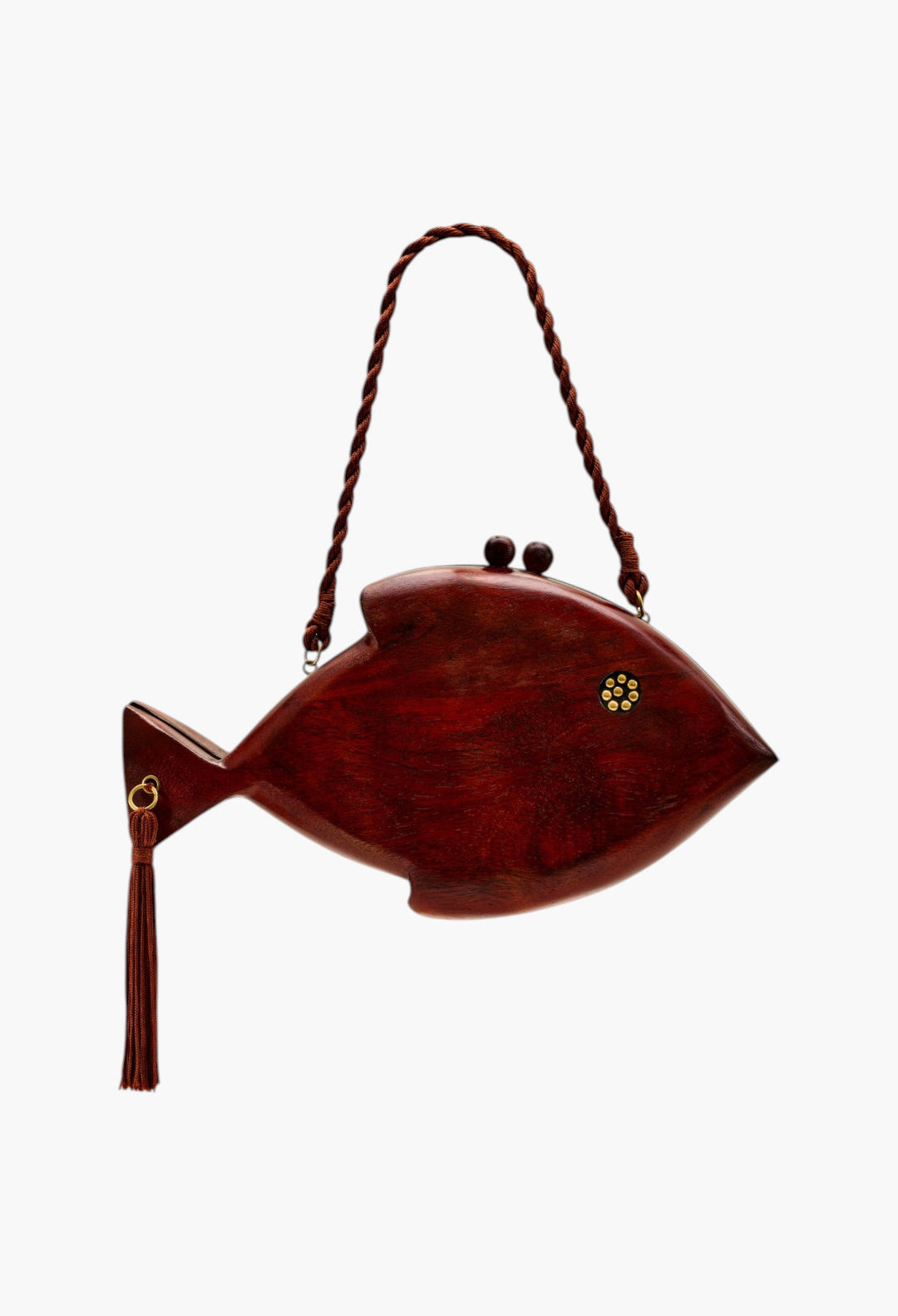 Carved Wooden Fish Clutch - GLAM MODA