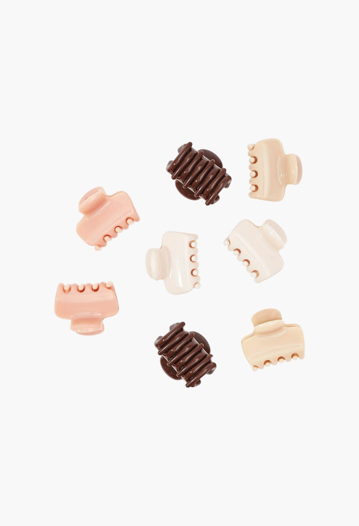 Mini Puffy Rosewood Claw Clips 8 Piece Set - GLAM MODA