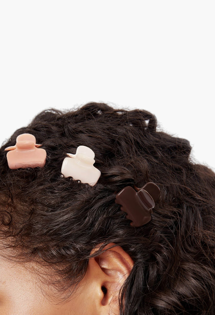 Mini Puffy Rosewood Claw Clips 8 Piece Set - GLAM MODA