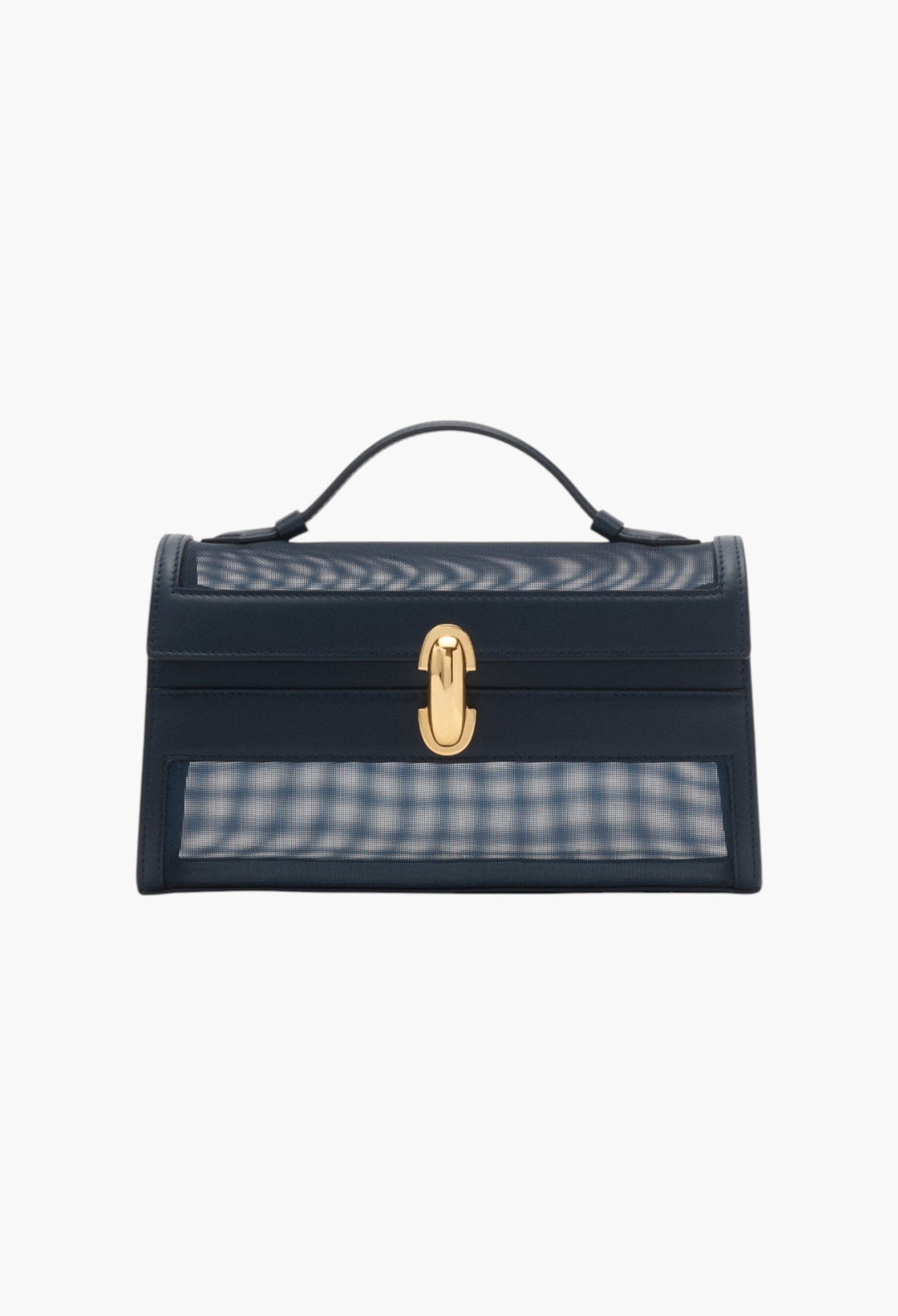 Navy Mesh with Leather Trim - Symmetry Pochette - GLAM MODA