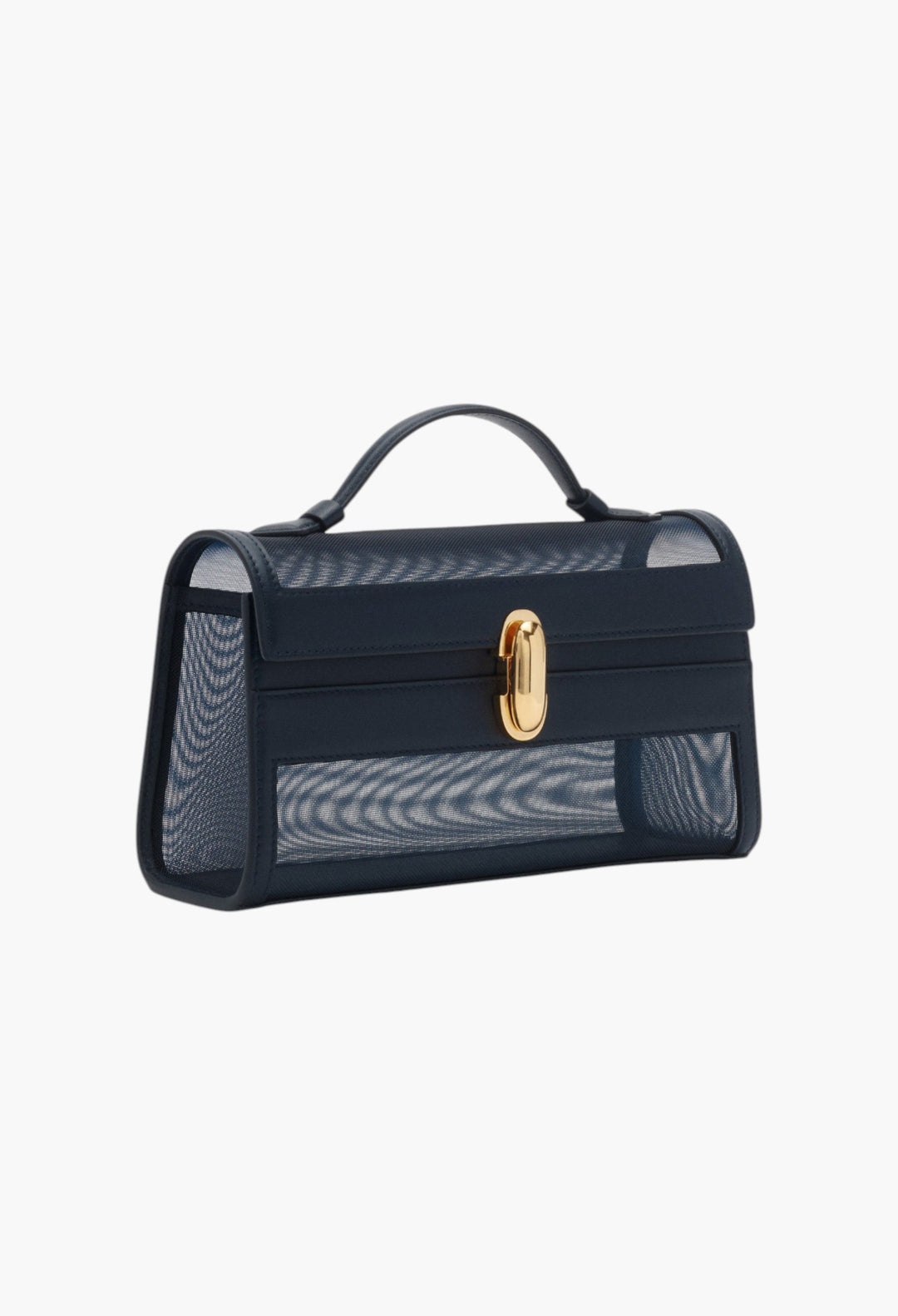 Navy Mesh with Leather Trim - Symmetry Pochette - GLAM MODA