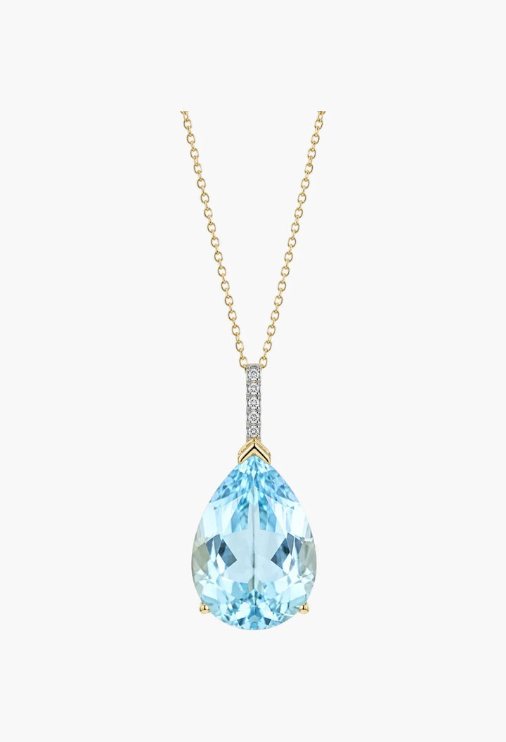 14kt Swiss Blue Topaz Pear Necklace