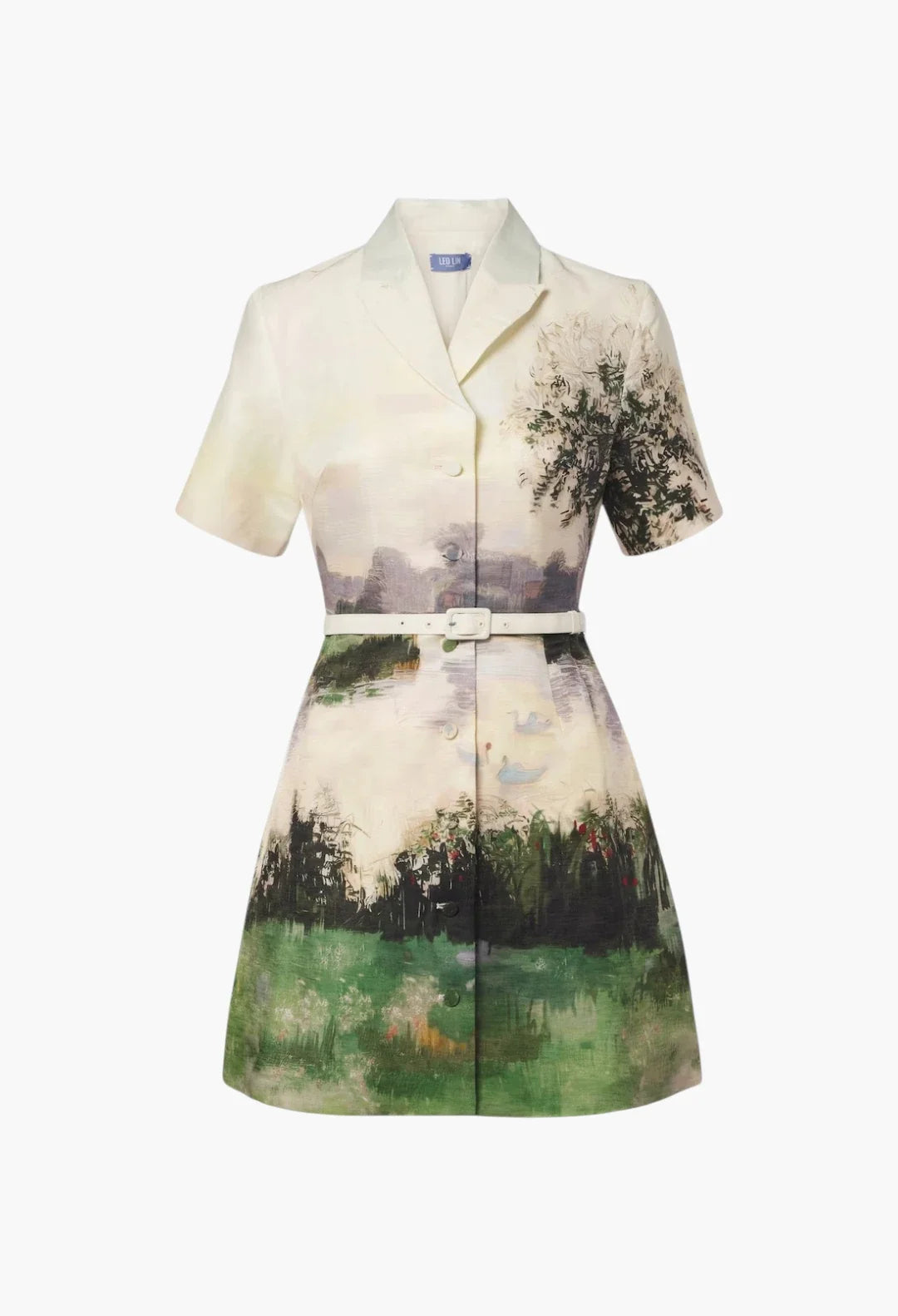Brigitte printed linen-blend shirt dress