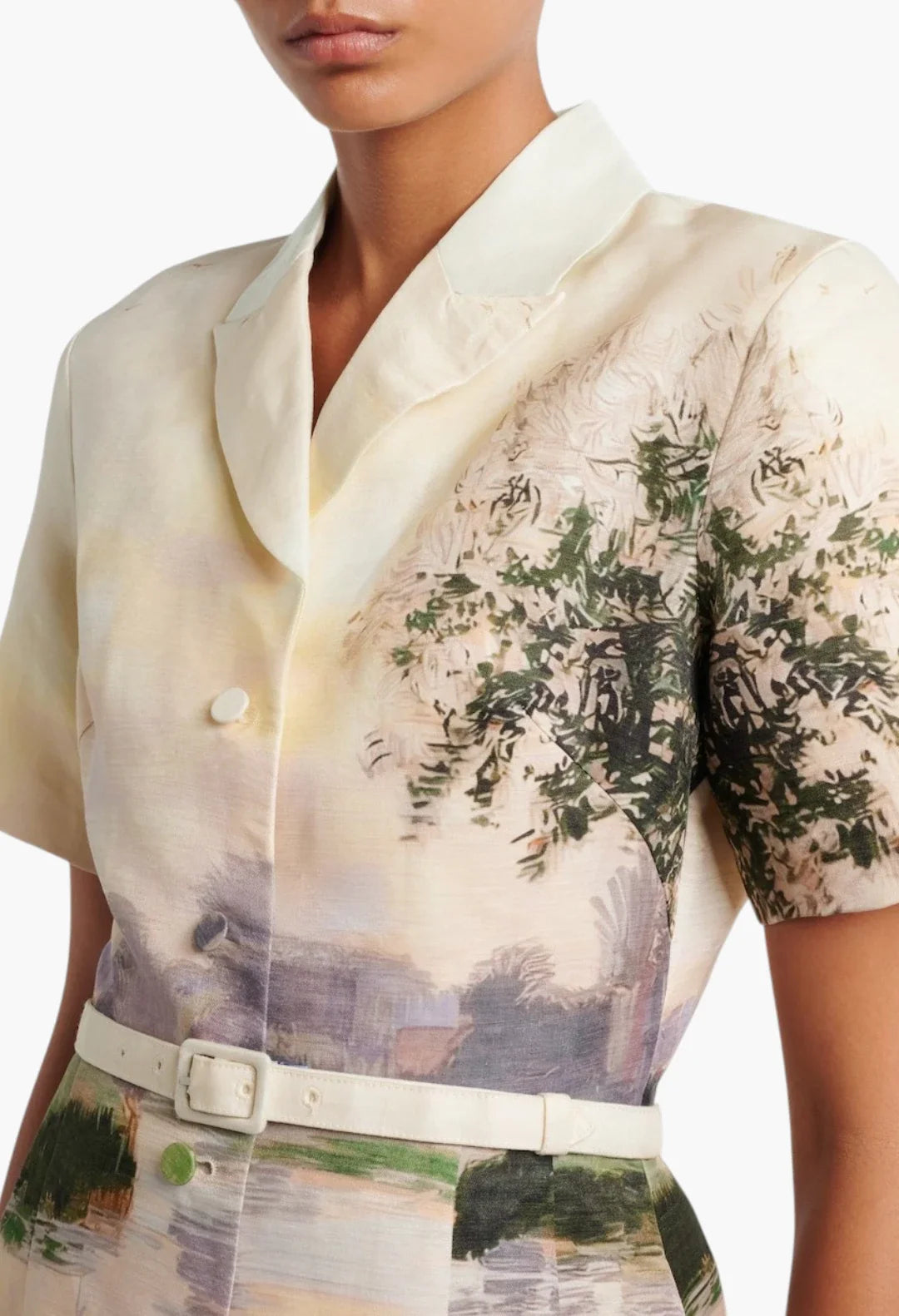 Brigitte printed linen-blend shirt dress