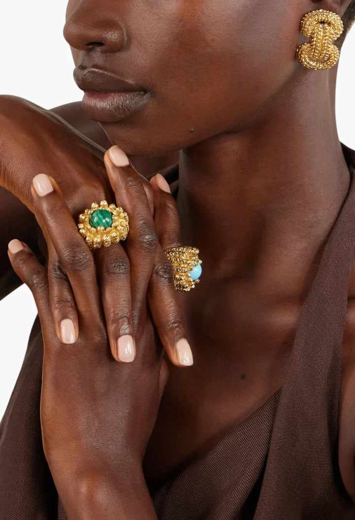 Lia 18-karat gold-plated pewter and resin ring
