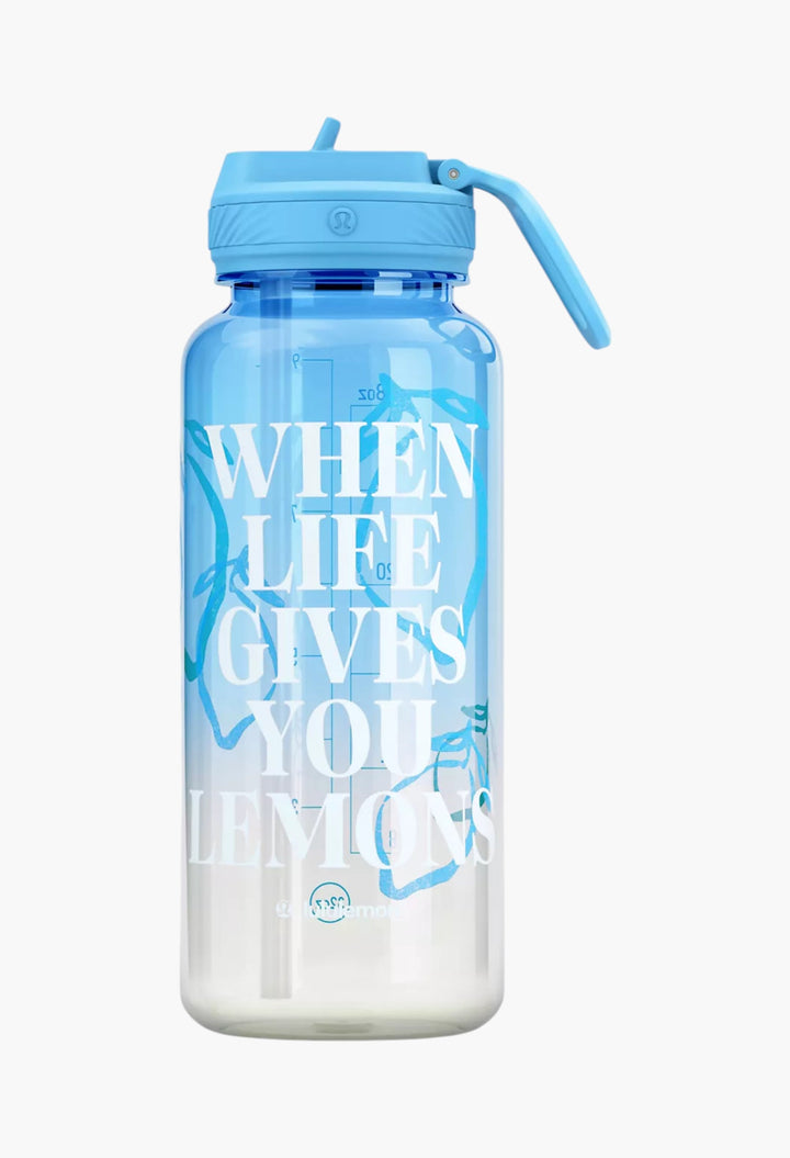 Back to Life Sport Bottle 32oz Straw Lid Lemons Quote - GLAM MODA