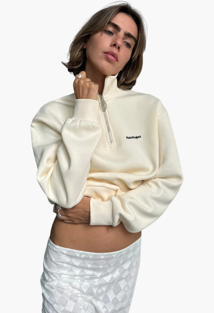 Origins Quarter-Zip Marshmallow - GLAM MODA