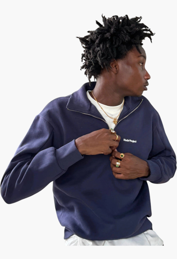 Origins Quarter-Zip Navy - GLAM MODA
