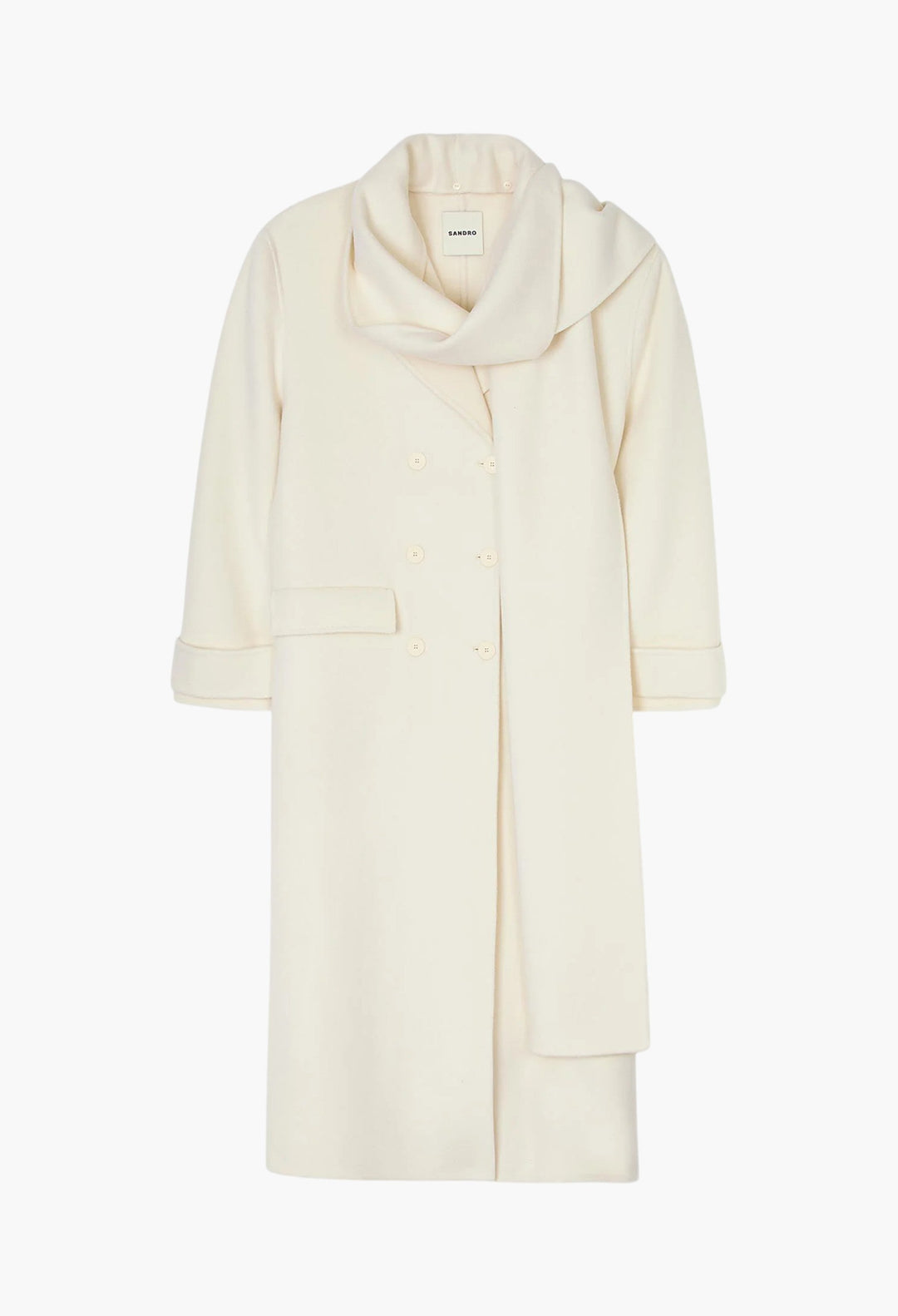 Oversized Wool Coat With Removable Scarf - GLAM MODA