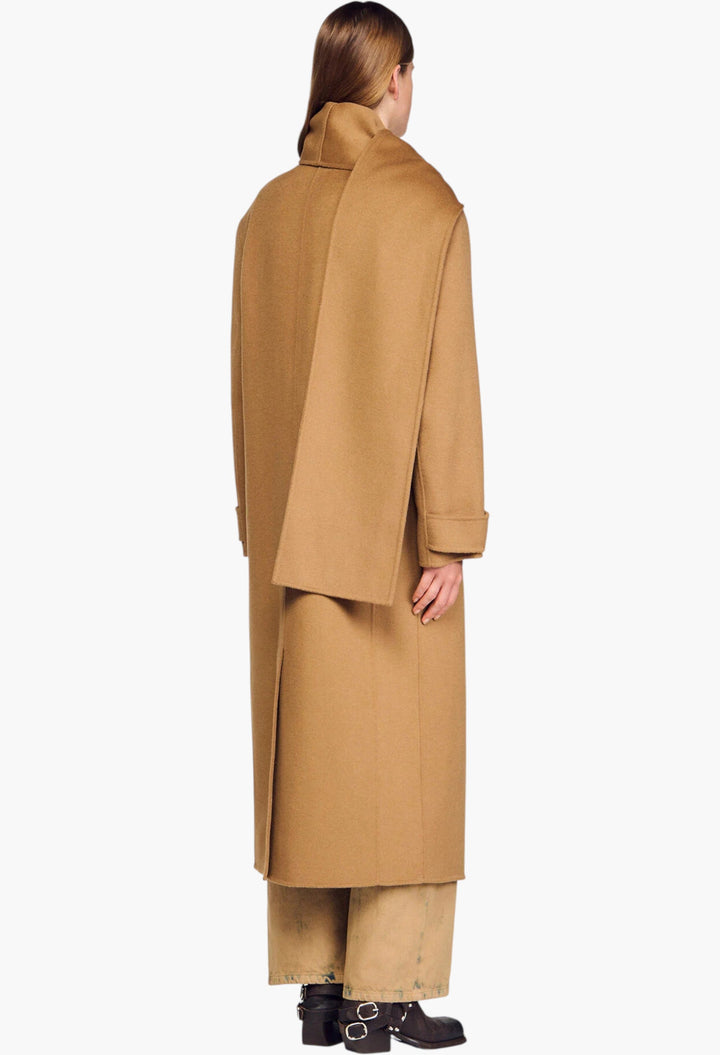 Oversized Wool Coat With Removable Scarf - GLAM MODA