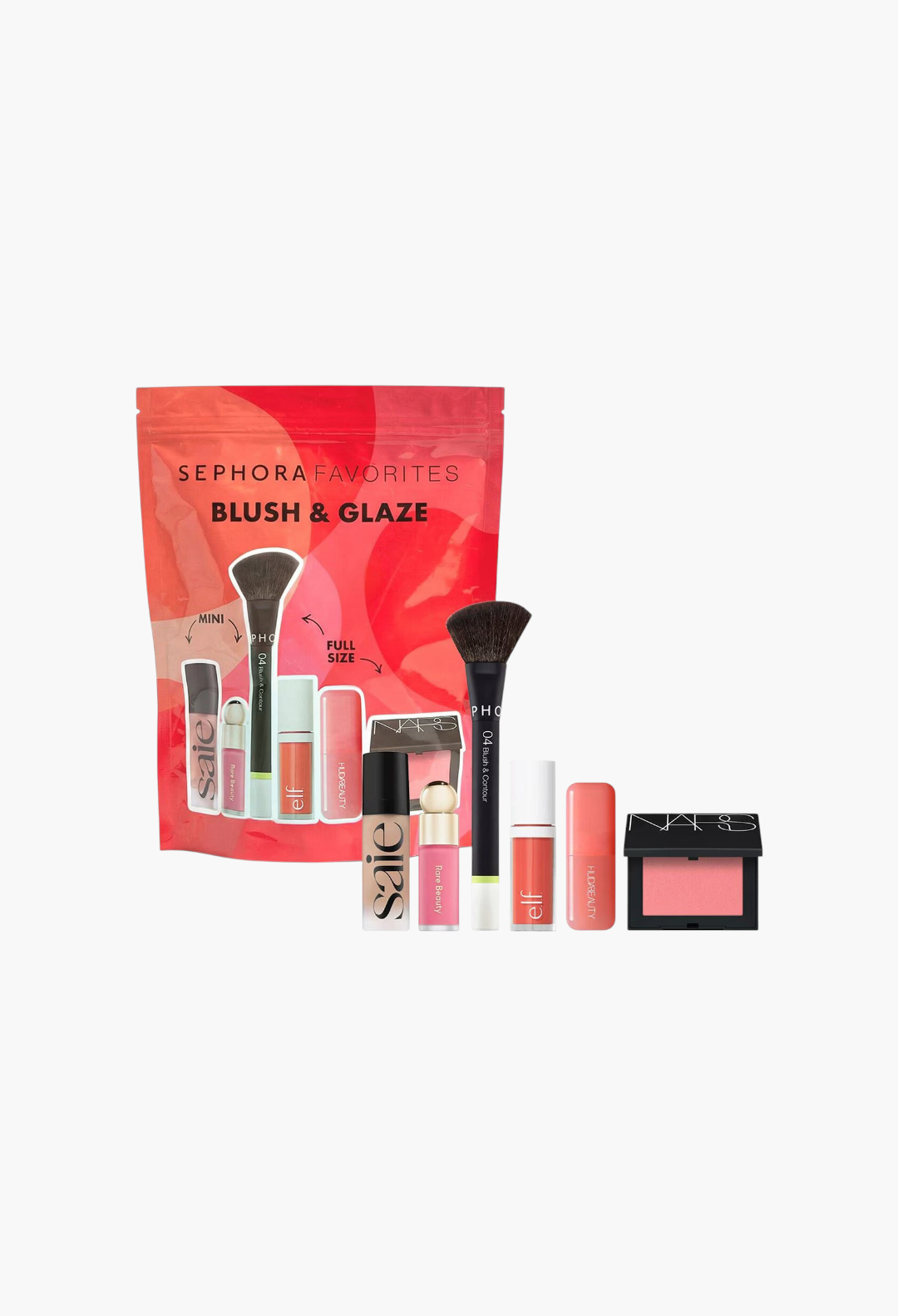 GLAM MODA Sephora Favorites Blush & Glaze makeup set featuring various blush formulas and a cheek brush.