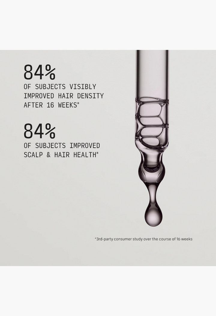 GLAM MODA Cécred Restoring Hair & Edge Drops serum in a clear glass dropper with a single drop of liquid hanging.