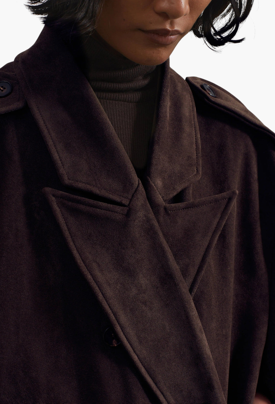 Pembroke Faux Suede Trench - Brown - GLAM MODA