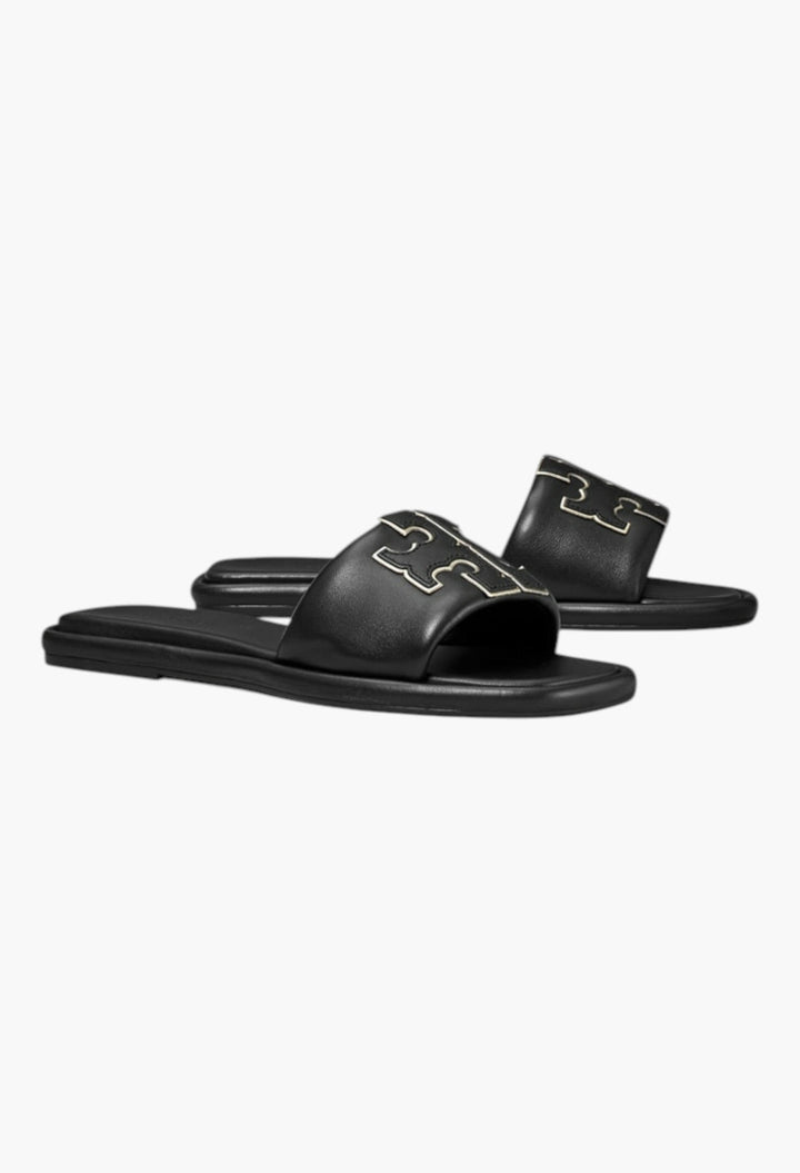 Perfect Black/Gold - Double T Sport Slide - GLAM MODA